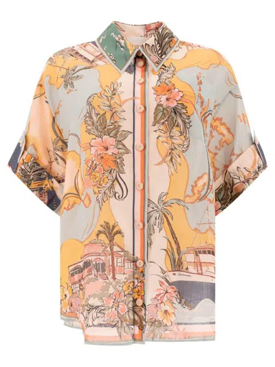 Zimmermann Tallow Relaxed Shirt In Multi