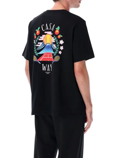 Casablanca Casa Way Mountain Printed Organic Cotton-jersey T-shirt In Black