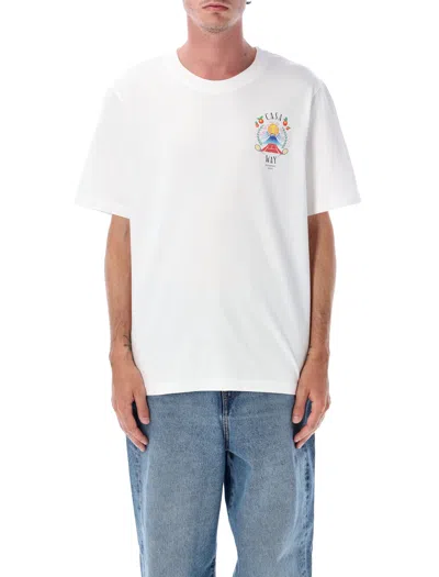 Casablanca T-shirt Girocollo Con Logo Sul Fronte In Cotone Bianca Uomo In Multi