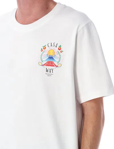 Casablanca T-shirt Girocollo Con Logo Sul Fronte In Cotone Bianca Uomo In Multi