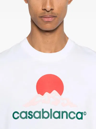 Casablanca White Crewneck T-shirt With Logo On The Front In White