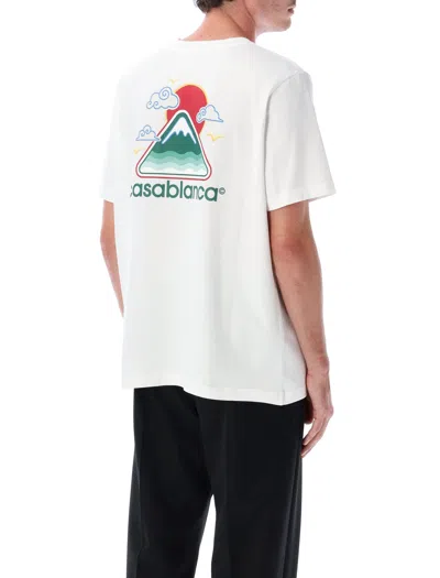 Casablanca White T-shirt With Crewneck And Logo On The Front And Maxi Logo On The Back In Cotton Man In White