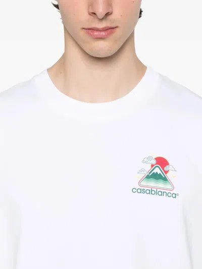 Casablanca White T-shirt With Crewneck And Logo On The Front And Maxi Logo On The Back In Cotton Man In White