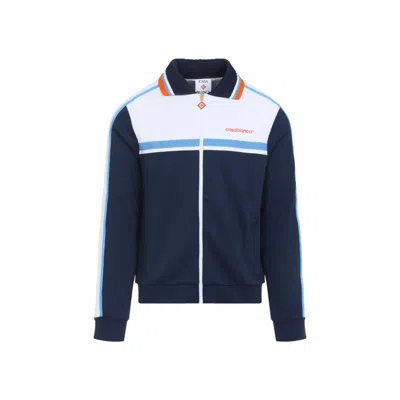 Casablanca Ribbed Collar Side Pockets Track Jacket In Blue