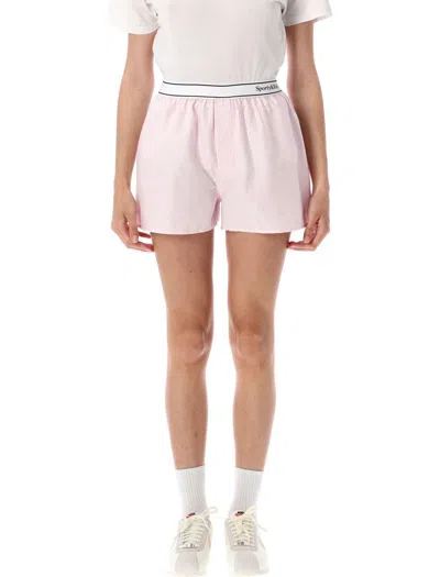 Sporty And Rich Striped Cotton Oxford Shorts With Back Pocket