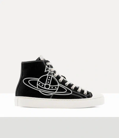 Vivienne Westwood High Top Canvas Plimsoll Cotton Canvas Black 11-45 Men In Black