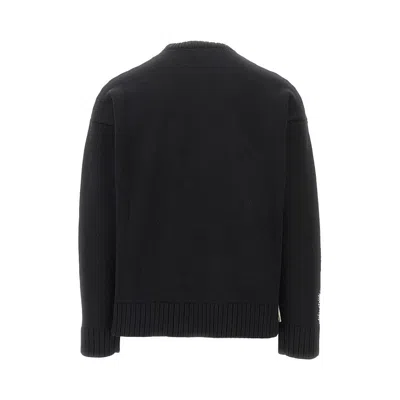 Dsquared2 Crew Neck Sweater With Bold Intarsia Pattern In Black