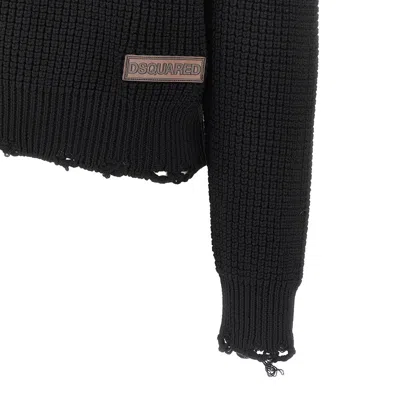 Dsquared2 Man Sweater Midnight Blue Size Xl Wool In Black