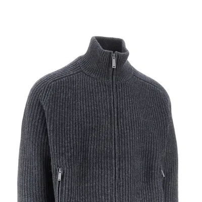 Dsquared2 Full-zip Cardigan With Mohair Inlay In Gray