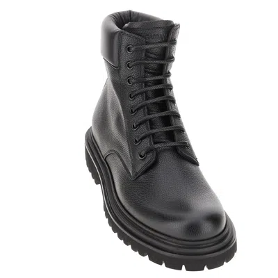 Dolce & Gabbana Grained Leather Lace-up Ankle Boots