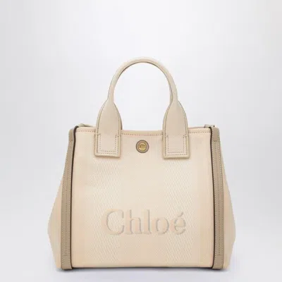Chloé Carry Small Tote Bag In Blushy Beige Canvas