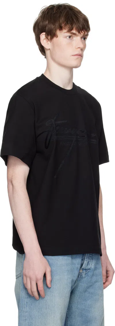 Ferragamo Crew Neck Graphic Print Short Sleeves T-shirt In Black