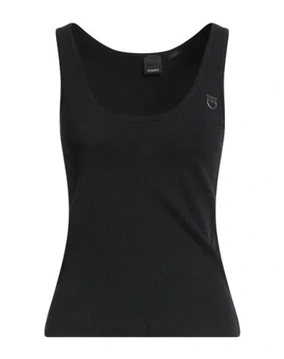 Pinko Woman Tank Top Black Size M Cotton, Lyocell, Elastane