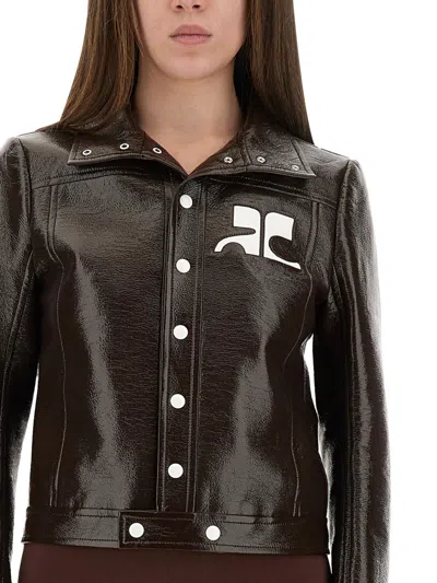 Courrèges Courreges Women Reedition Vinyl Jacket In Brown
