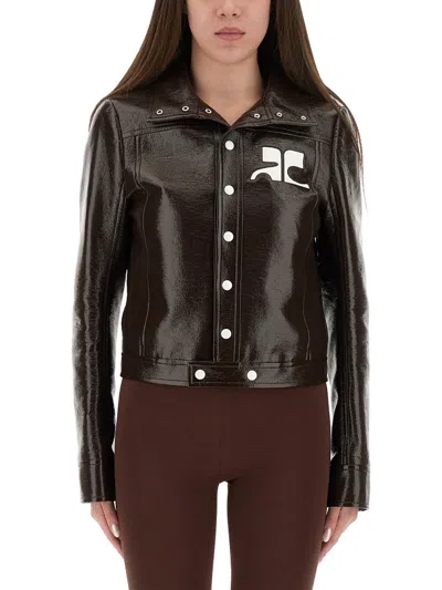 Courrèges Courreges Women Reedition Vinyl Jacket In Brown