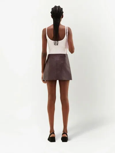 Courrèges Fitted Burgundy Mini Skirt With Shiny Finish In Burgundy