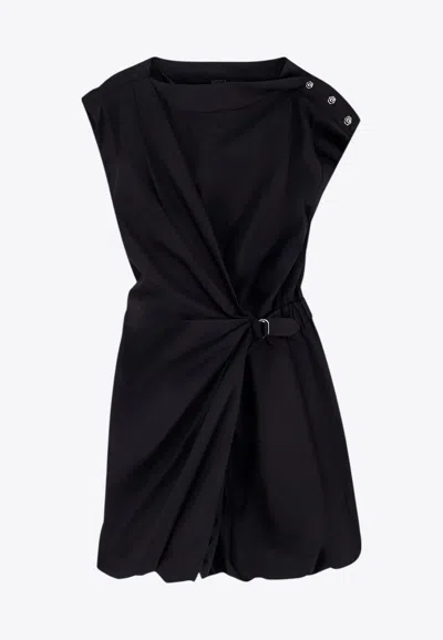 Pinko Cotton Dress With Pleated Skirt And Buttoned Shoulders
