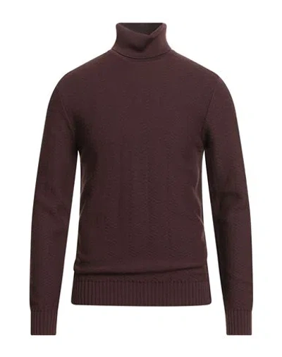 Alpha Studio Man Turtleneck Chocolate Brown Size 44 Merino Wool In Brown