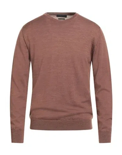 Daniele Fiesoli Man Sweater Brown Size L Merino Wool In Brown