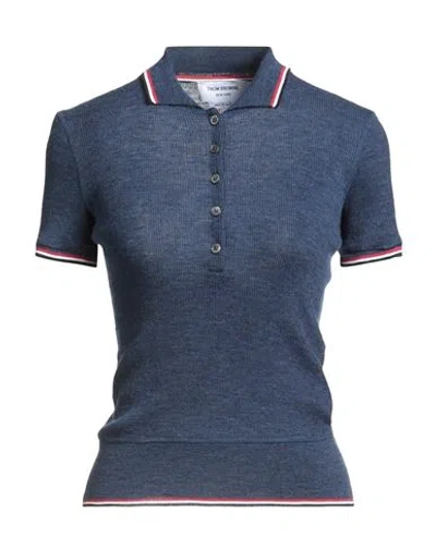 Thom Browne Woman Sweater Midnight Blue Size 4 Wool In Blue