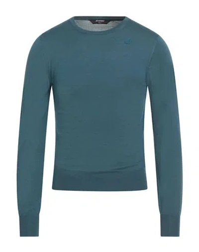 K-way Man Sweater Deep Teal Size S Virgin Wool In Green