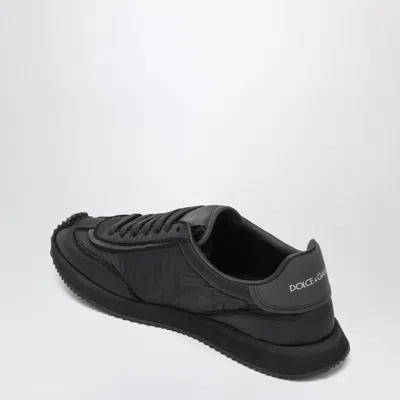 Dolce & Gabbana Low-top Nylon Sneakers With Leather Inserts In Black
