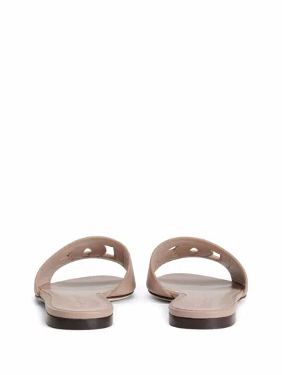 Dolce & Gabbana Women Dg Logo Leather Flat Sandals