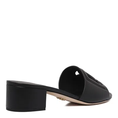 Dolce & Gabbana Women Dg Logo Leather Sandals In Black