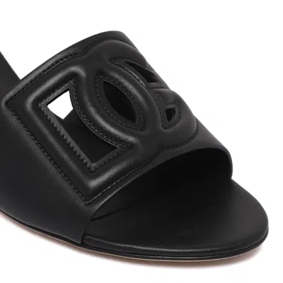 Dolce & Gabbana Women Dg Logo Leather Sandals In Black