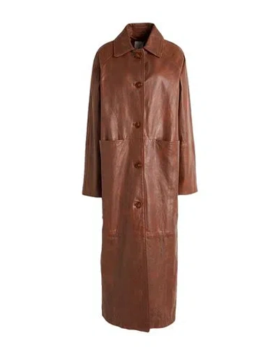 Alysi Woman Overcoat & Trench Coat Tan Size 4 Leather