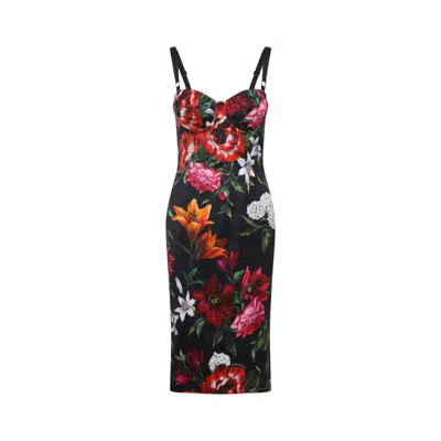 Dolce & Gabbana Anemone Floral Satin Bustier Dress