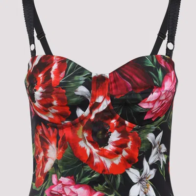 Dolce & Gabbana Anemone Floral Satin Bustier Dress