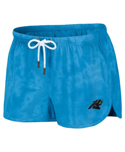 Wear By Erin Andrews Women's 2-piece Blue Carolina Panthers Tie-dye Cropped Pullover Sweatshirt And Shorts Lounge Set
