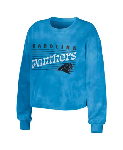 Wear By Erin Andrews Women's 2-piece Blue Carolina Panthers Tie-dye Cropped Pullover Sweatshirt And Shorts Lounge Set