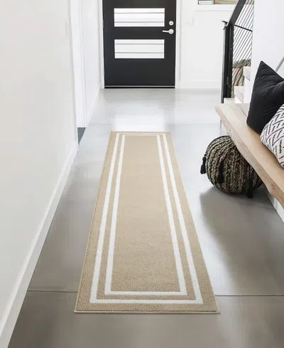 Jean Pierre New York Double Line Border Tufted Runner Rug, 30" X 144"