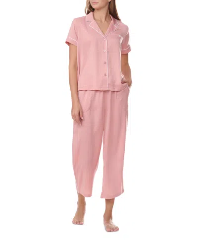 Tommy Hilfiger Women's 2pc Short Sleeve Notch Pajama Set