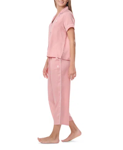 Tommy Hilfiger Women's 2pc Short Sleeve Notch Pajama Set