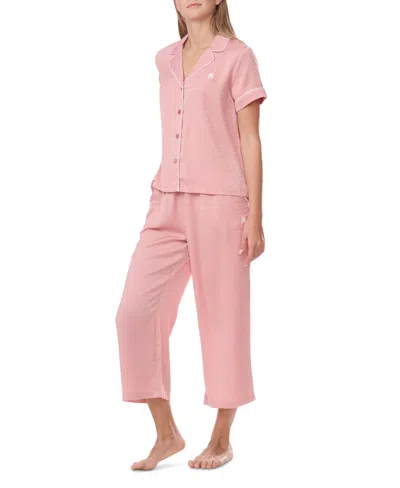 Tommy Hilfiger Women's 2pc Short Sleeve Notch Pajama Set