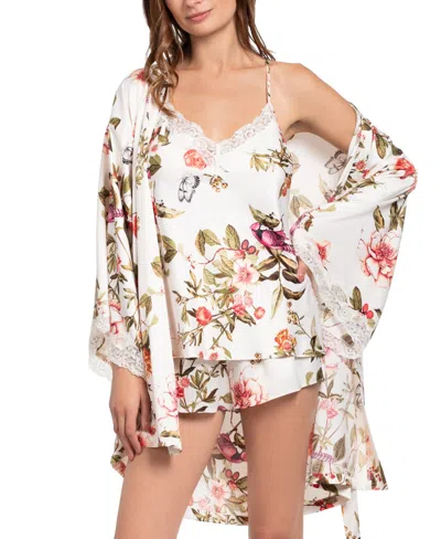 Linea Donatella Women's Garden Flight Satin Floral Wrap Robe