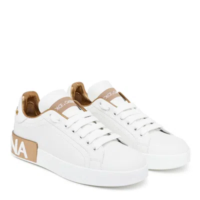 Dolce & Gabbana Women White Nappa Leather Portofino Sneakers In White