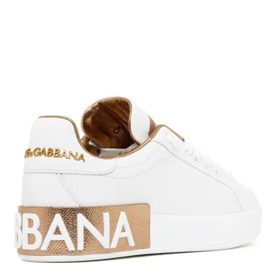 Dolce & Gabbana Women White Nappa Leather Portofino Sneakers In White
