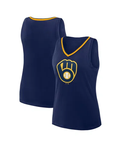 Logo Athletic Women's Navy Milwaukee Brewers Stellar Win V-neck Tank Top