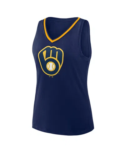 Logo Athletic Women's Navy Milwaukee Brewers Stellar Win V-neck Tank Top