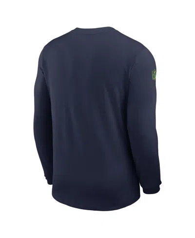 Nike College Navy Seattle Seahawks Sideline Coach Uv Performance Long Sleeve T-shirt In Blue