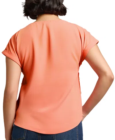 Jones New York Side Button Detail Crepe Top In Orange