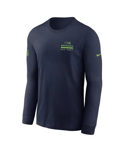 Nike Seattle Seahawks Sideline Team Issue  Men's Dri-fit Nfl Long-sleeve T-shirt In Blue