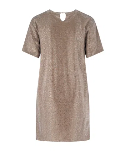 Giuseppe Di Morabito Metallic Finish Knee Length Dress With Keyhole Back In Brown