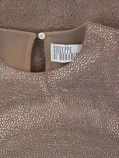 Giuseppe Di Morabito Metallic Finish Knee Length Dress With Keyhole Back In Brown