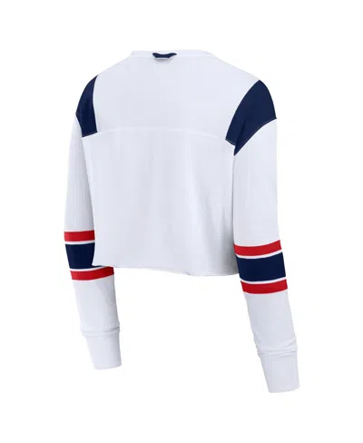 Fanatics Women's White Atlanta Braves Stretch Cropped Fashion Long Sleeve T-shirt