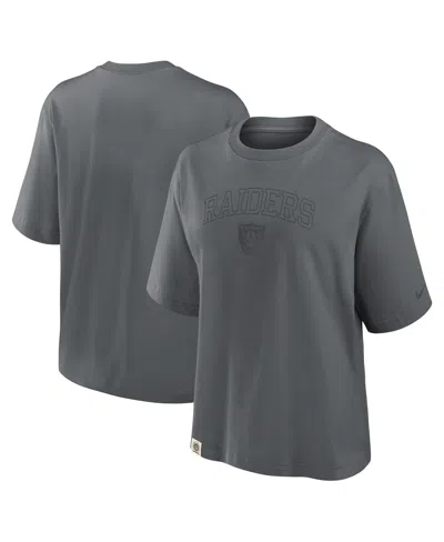 Nike Women's Charcoal Las Vegas Raiders Glory Arch Boxy T-shirt